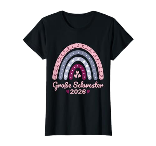 Große Schwester 2026 Regenbogen Nachwuchs Geschwister Kinder T-Shirt von Baby Ankündigung - Große Schwester 2026 Geschenk