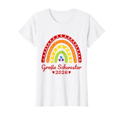 Große Schwester 2026 Regenbogen Nachwuchs Geschwister Kinder T-Shirt von Baby Ankündigung - Große Schwester 2026 Geschenk