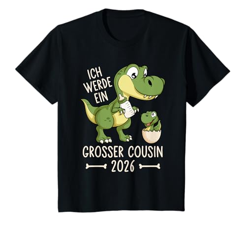 Kinder Dinosaurier Baby Dino Ich werde ein großer Cousin 2026 T-Shirt von Baby Ankündigung - Großer Cousin Geschenk 2026