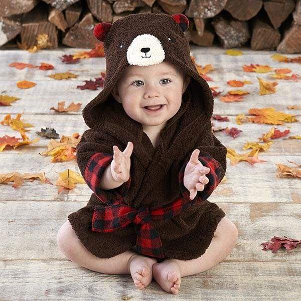 Beary Bundled Brown and Red Hooded Robe (Personalization Available) von Baby Aspen