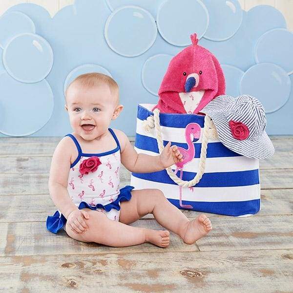 Flamingo 4-Piece Nautical Gift Set with Canvas Tote for Mom von Baby Aspen