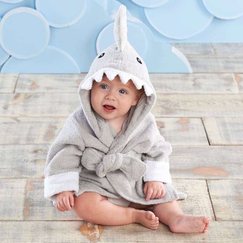 Let The Fin Begin Gray Shark Robe (0-9m) von Baby Aspen