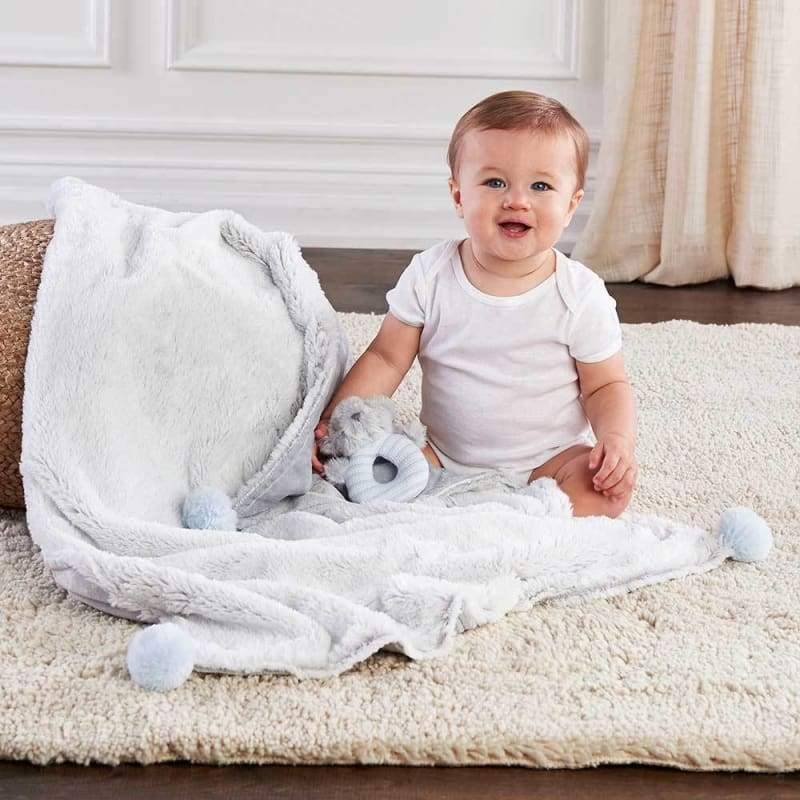 Luxury Baby Blanket & Rattle Gift Set (Blue) von Baby Aspen