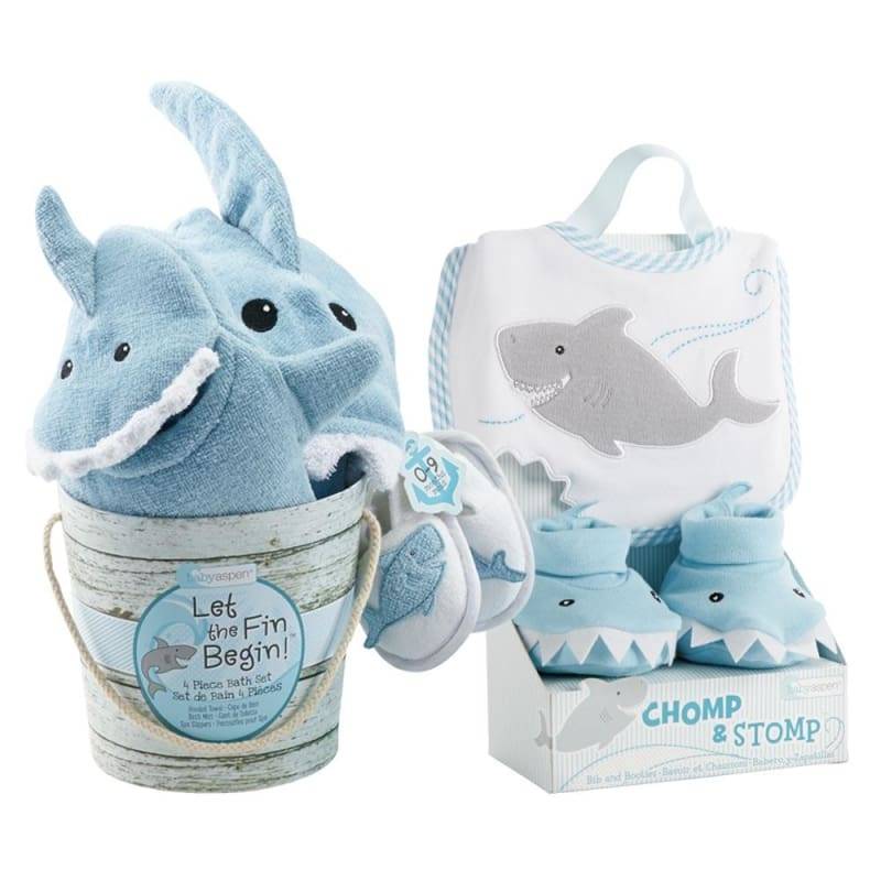 Shark Baby 6-Piece Gift Set Bundle - Blue von Baby Aspen