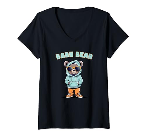 Damen Baby Bear Kosename Baby Bär T-Shirt mit V-Ausschnitt von Baby Bär