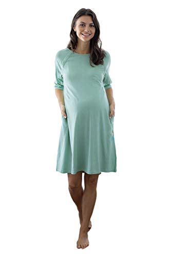 Baby Be Mine Lieferung/Arbeit/Stillnachthemd Damen Umstands-Krankenhauskleid/Nachtwäsche zum Stillen, Salbei, Large-X-Large von Baby Be Mine