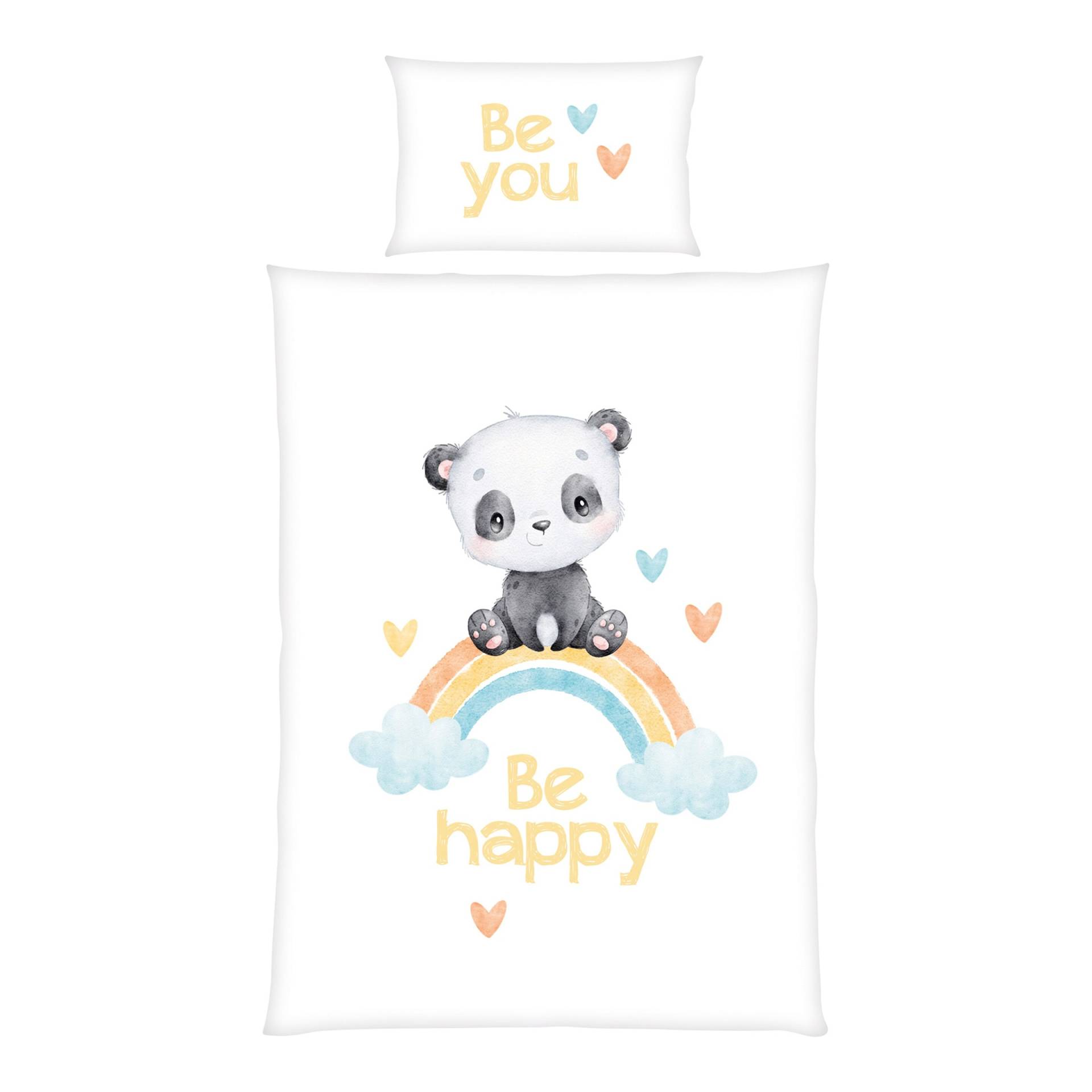 Baby Best Flanell Wende-Bettwäsche Regenbogen Panda 40x60 / 100x135 cm von Baby Best