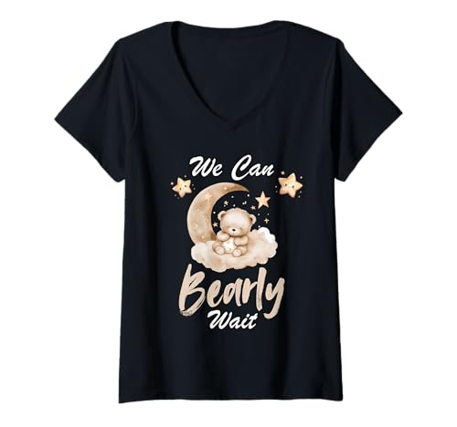 Damen We Can Bearly Wait geschlechtsneutrale Babyparty-Ballons Party T-Shirt mit V-Ausschnitt Damen We Can Bearly Wait geschlechtsneutrale Babyparty-Ballons Party T-Shirt mit V-Ausschnitt von Baby Birth Announcement