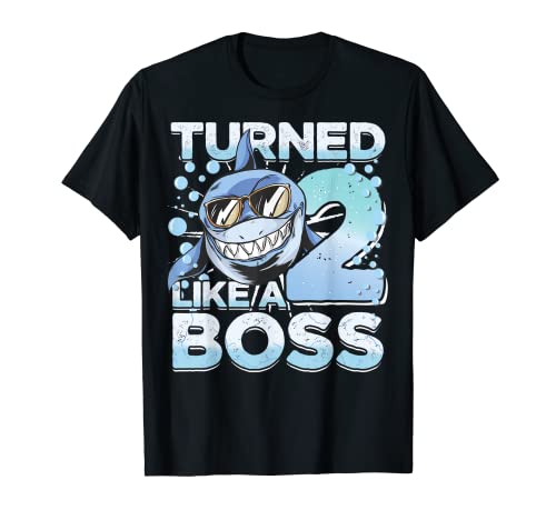 Baby 2. Geburtstag Haifisch Junge 2 Jahre Like a Boss Hai T-Shirt von Baby Birthday 2. Kindergeburtstag Junge Mädchen