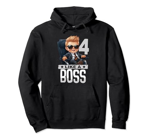 Baby 4. Geburtstag Junge Mädchen 4 Jahr wie ein Boss Kinder Pullover Hoodie von Baby Birthday 4. Kindergeburtstag Junge Mächen