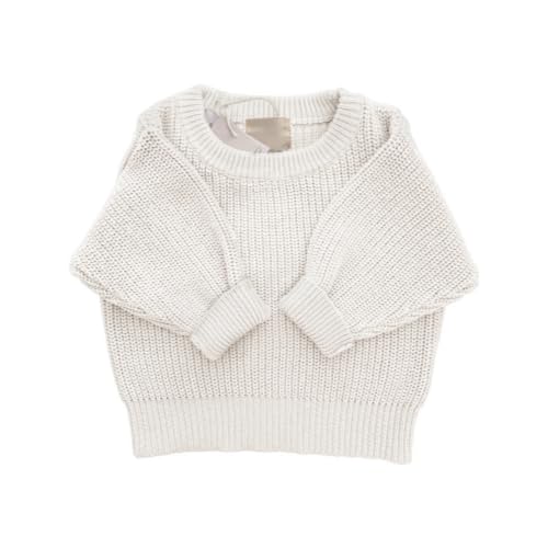 Strick Pullover aus 100% Baumwolle, Babypulli für Baby Mädchen und Baby Jungen inkl. hochwetigen Stoffbeutel ideal als Geburtsgeschenk 6-12 M Milk von Baby Bonita