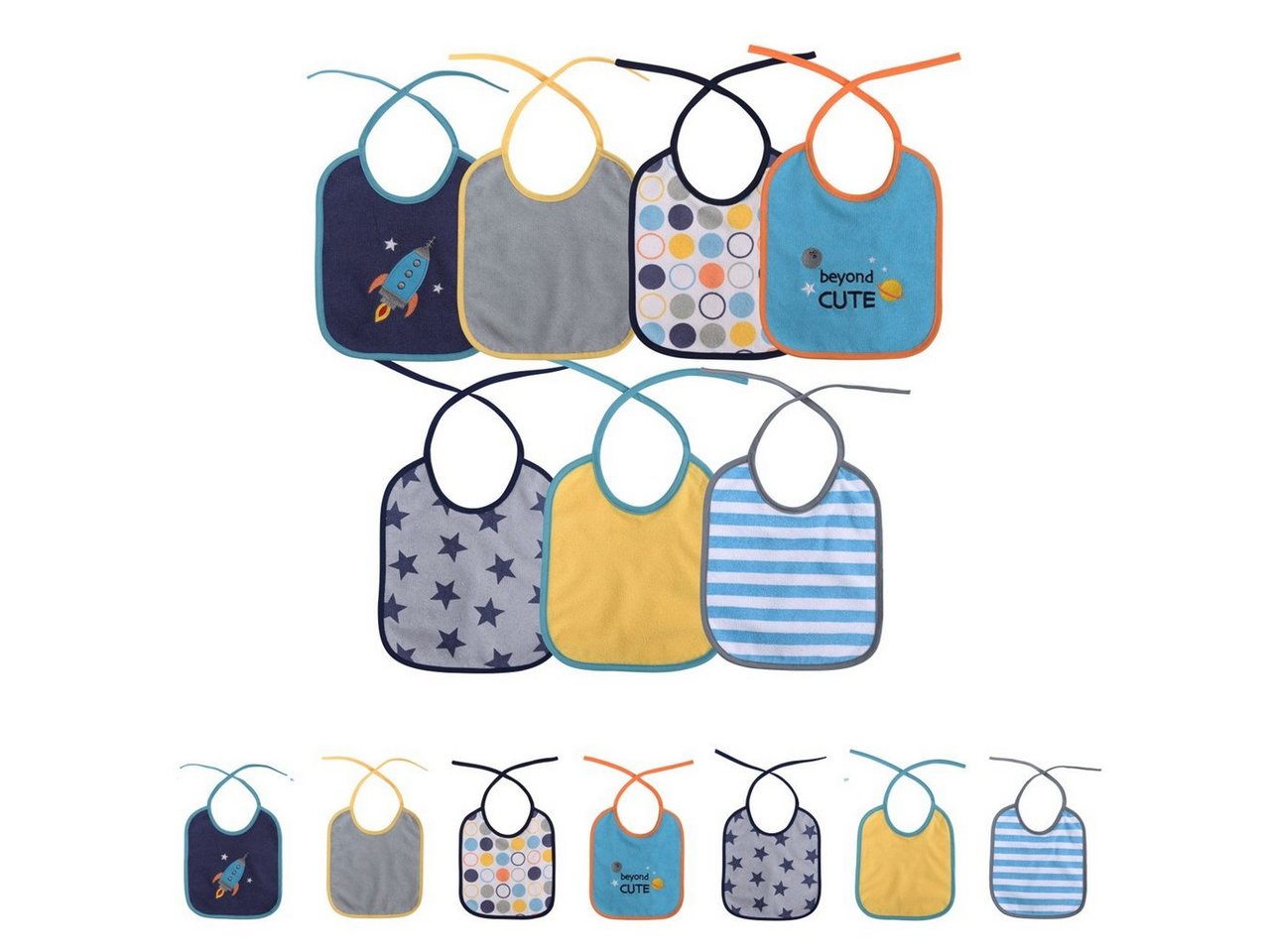 Baby Care Lätzchen Babylatz-Set 7-teilig einlagig, (1-St), zum Binden, waschbar, ab Geburt von Baby Care