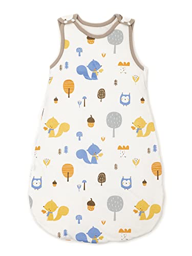 Baby Circle® Babyschlafsack, Bio Schlafsäcke 100% Baumwolle, tragbare Babydecke, Schlafsack für Babys, Wickelsack für Kleinkinder, Neugeborene, Säuglinge, Mädchen, Jungen (Eule | Squirrel, 100 cm) von Baby Circle