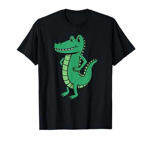 Witziges Comic Krokodil in grün für Herren, Damen Kinder T-Shirt von Baby Dino, Ritter Geschenke, Dinosaurier Sprüche