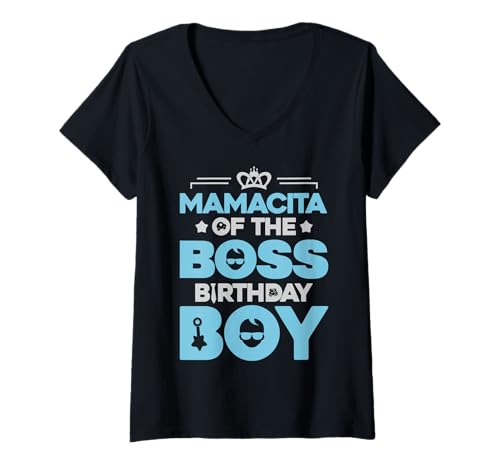 Damen Mamacita of The Boss Geburtstagsparty-Outfit wie eine Boss Mama T-Shirt mit V-Ausschnitt von Baby Like a Boss Birthday Family Outfits