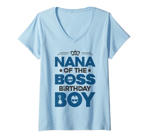 Damen Nana of The Boss Geburtstagsparty-Outfit Wie eine Chefin Nana T-Shirt mit V-Ausschnitt von Baby Like a Boss Birthday Family Outfits