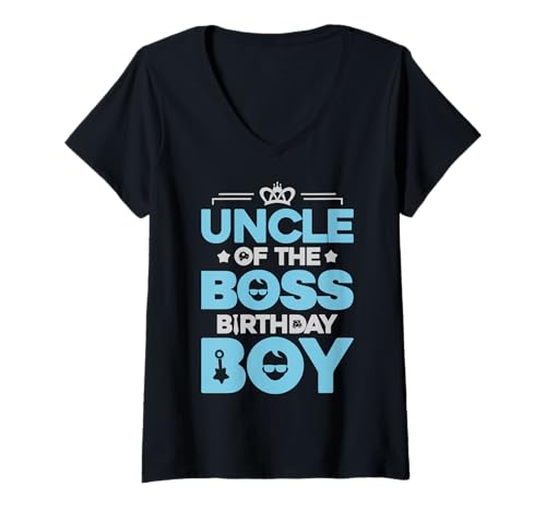 Damen Uncle of The Boss Birthday Party Outfit Like A Boss Oncle T-Shirt mit V-Ausschnitt von Baby Like a Boss Birthday Family Outfits