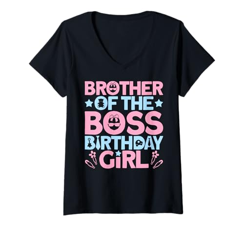 Damen Brother of The Boss Geburtstagsparty-Outfit Like A Boss Bro T-Shirt mit V-Ausschnitt von Baby Like a Boss Merch