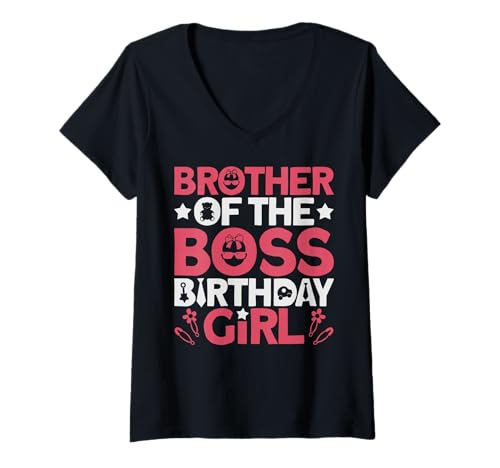 Damen Brother of The Boss Geburtstagsparty-Outfit Like A Boss Bro T-Shirt mit V-Ausschnitt von Baby Like a Boss Merch