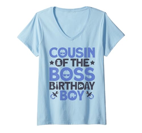 Damen Cousin of The Boss Geburtstagsfeier Outfit wie EIN Boss Cousin T-Shirt mit V-Ausschnitt von Baby Like a Boss Merch