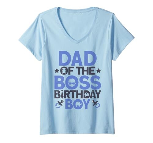 Damen Dad of The Boss Geburtstagsparty-Outfit Like A Boss Daddy T-Shirt mit V-Ausschnitt von Baby Like a Boss Merch