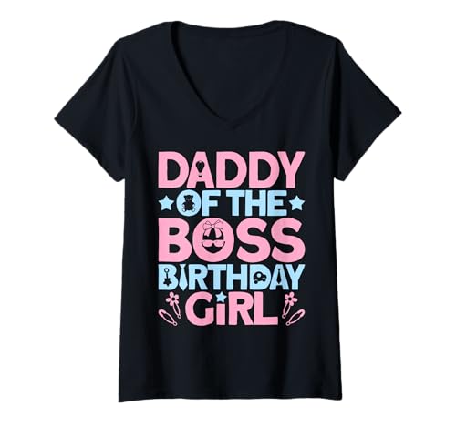 Damen Daddy of The Boss Geburtstags-Party-Outfit wie EIN Boss-Dad T-Shirt mit V-Ausschnitt von Baby Like a Boss Merch