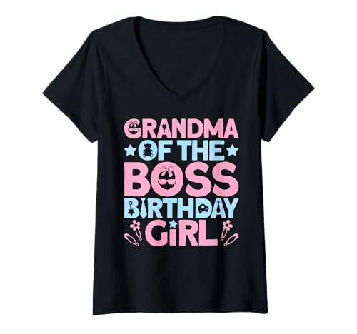 Damen Grandma of The Boss Geburtstagsparty-Outfit wie EIN Boss T-Shirt mit V-Ausschnitt von Baby Like a Boss Merch