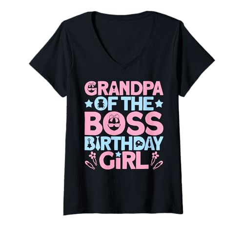 Damen Grandpa of The Boss Geburtstagsparty-Outfit wie EIN Boss T-Shirt mit V-Ausschnitt von Baby Like a Boss Merch