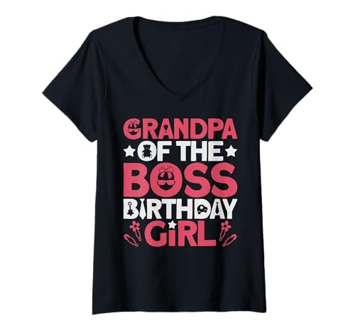 Damen Grandpa of The Boss Geburtstagsparty-Outfit wie EIN Boss T-Shirt mit V-Ausschnitt von Baby Like a Boss Merch