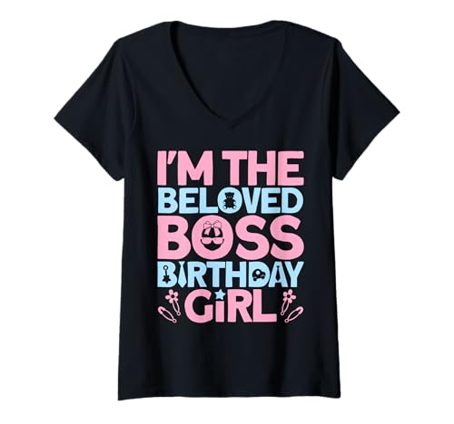 Damen I'm The Boss Geburtstagskleidung für Mädchen wie EIN Bossgirl T-Shirt mit V-Ausschnitt von Baby Like a Boss Merch