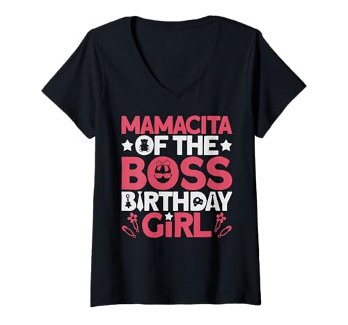 Damen Mamacita of The Boss Geburtstagsparty-Outfit wie eine Boss Mama T-Shirt mit V-Ausschnitt von Baby Like a Boss Merch