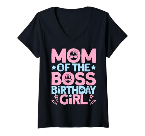 Damen Mom of The Boss Geburtstagsparty-Outfit wie eine Boss-Mami T-Shirt mit V-Ausschnitt von Baby Like a Boss Merch