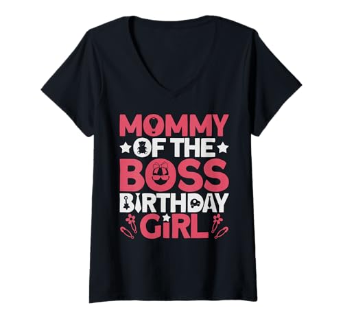 Damen Mommy of The Boss Geburtstagsparty-Outfit wie eine Boss-Mama T-Shirt mit V-Ausschnitt von Baby Like a Boss Merch