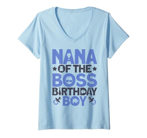 Damen Nana of The Boss Geburtstagsparty-Outfit Wie eine Chefin Nana T-Shirt mit V-Ausschnitt von Baby Like a Boss Merch