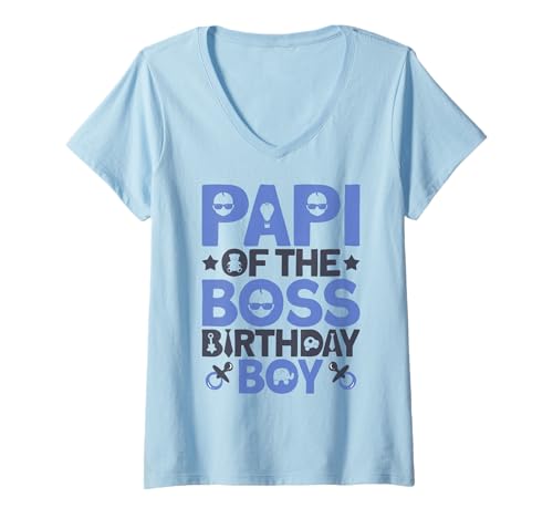 Damen Papi of The Boss Geburtstagsparty-Outfit Like A Boss Papi T-Shirt mit V-Ausschnitt von Baby Like a Boss Merch