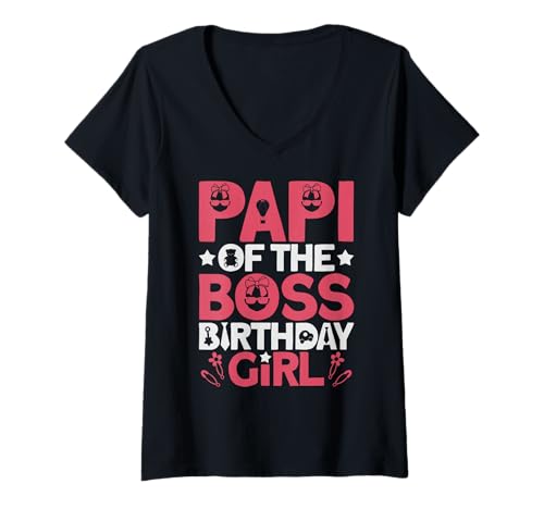 Damen Papi of The Boss Geburtstagsparty-Outfit Like A Boss Papi T-Shirt mit V-Ausschnitt von Baby Like a Boss Merch