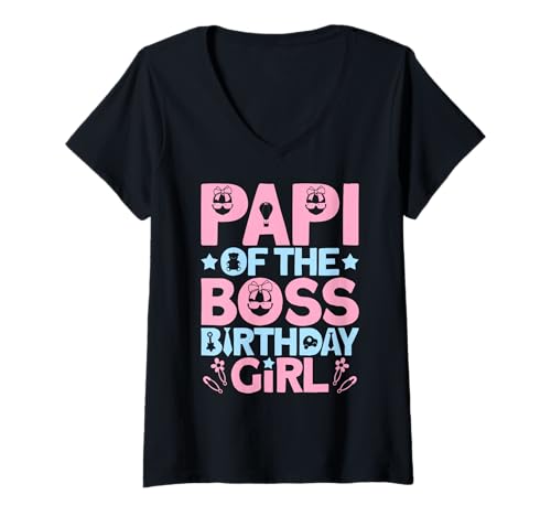 Damen Papi of The Boss Geburtstagsparty-Outfit wie EIN Boss-Dad T-Shirt mit V-Ausschnitt von Baby Like a Boss Merch