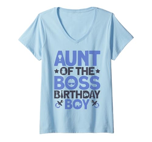 Damen Tante of The Boss Geburtstagsparty-Outfit wie eine Boss-Tante T-Shirt mit V-Ausschnitt von Baby Like a Boss Merch