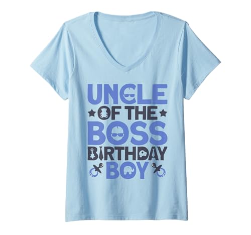 Damen Uncle of The Boss Birthday Party Outfit Like A Boss Oncle T-Shirt mit V-Ausschnitt von Baby Like a Boss Merch