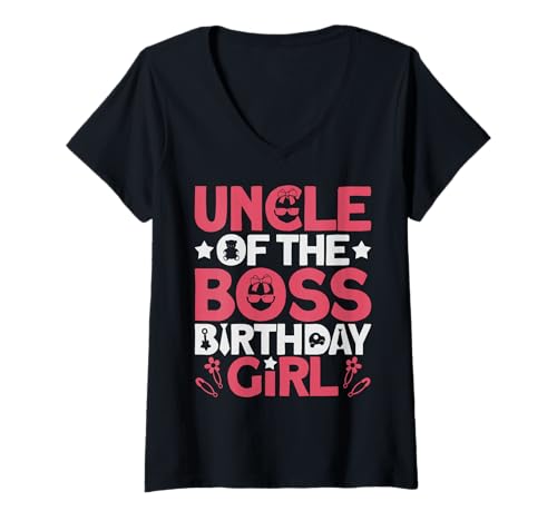 Damen Uncle of The Boss Birthday Party Outfit Like A Boss Oncle T-Shirt mit V-Ausschnitt von Baby Like a Boss Merch