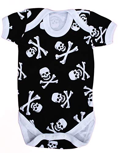 Baby Moo's Alternativer Baby-Strampler für Jungen oder Mädchen, mit Totenkopf und gekreuzten Knochen, ideal für Babyparty, Alternative, Gothic- oder Neugeborenen-Geschenk (0–3 Monate) von Baby Moo's