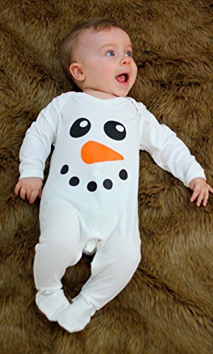 Baby Moo's Niedliches Baby-Outfit zum ersten Weihnachten, niedlicher Schneemann, Baby-Schlafanzug für festliche Jungen und Mädchen (0–3 Monate, Schlafanzug), Schlafanzug, 6- 12 Monate von Baby Moo's