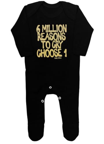 Baby Moo's 6 Millionen Gründe zu weinen, Baby-Schlafanzug, cooler Hip-Hop-Rap-Musik-Strampler, Outfits | Unisez Geschenk für Neugeborene oder Eltern, Schwarz , 6- 12 Monate von Baby Moo's