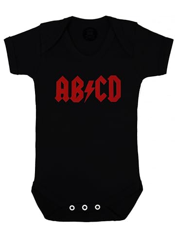 Rock N Roll Baby-Strampler für Jungen oder Mädchen, cooler AB/CD/AC/DC-inspirierter Body aus Metall, einzigartiges Geschenk für neue Eltern, Schwarz , 68 von Baby Moo's