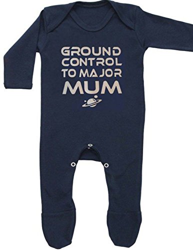 Schlafanzug für Jungen oder Mädchen, Ground Control To Major Mum David Bowie / Ziggy Stardust Strampler Outfit – ideal für Babypartys, Neugeborene Kleidung, Geschenk zum 1. Geburtstag (6-12 Monate) von Baby Moo's