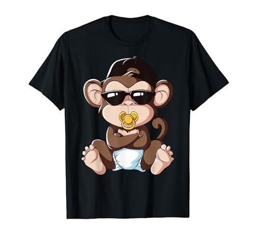 Baby Geburtstag Party Geschenk Junge Mädchen Kleinkind Cool Affe Kinder T-Shirt von Baby Reveal Party Like a Boss Children Birthday