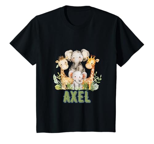 Kinder Axel Vorname Safari Kinderzimmer Thema Elefant Giraffe Niedlich T-Shirt Kinder Axel Vorname Safari Kinderzimmer Thema Elefant Giraffe Niedlich T-Shirt von Baby Safari Nursery Theme Personalized Custom Gift