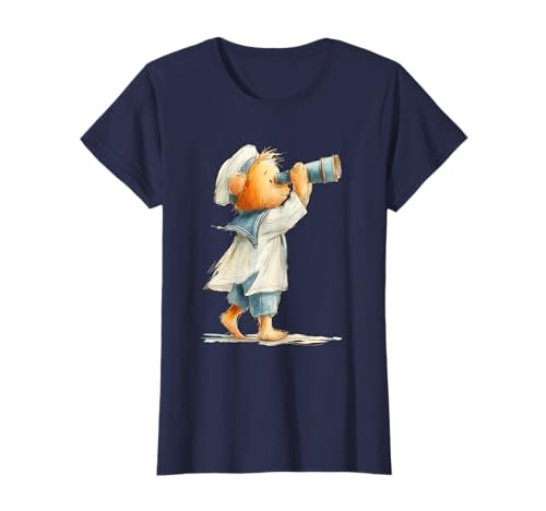 Aquarell-Teddybär-Mütze, Seemannsmütze, nautische Baby-Kinderzimmer-Dekoration T-Shirt Aquarell-Teddybär-Mütze, Seemannsmütze, nautische Baby-Kinderzimmer-Dekoration T-Shirt von Baby Sailor Bear Ocean Adventure Marine Nursery