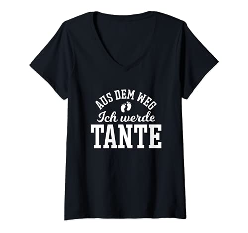 Damen Aus dem Weg ich werde Tante T-Shirt mit V-Ausschnitt von Baby Schwangerschafts Ankündigung
