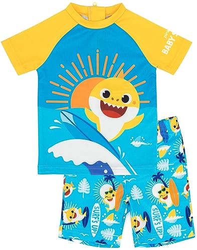 Baby Hai Badeanzug Jungen Kleinkinder 2 Stück Blue T-Shirt Shorts Surf Anzug 18-24 Monate von Baby Shark